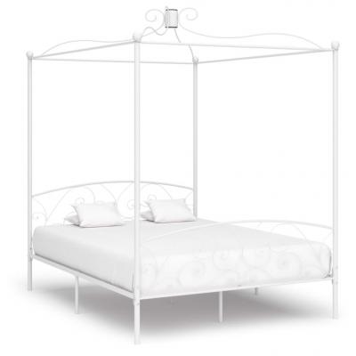 Emaga vidaxl rama łóżka z baldachimem, biała, metalowa, 180 x 200 cm