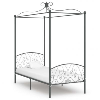 Emaga vidaxl rama łóżka z baldachimem, szara, metalowa, 100 x 200 cm