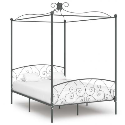Emaga vidaxl rama łóżka z baldachimem, szara, metalowa, 120 x 200 cm