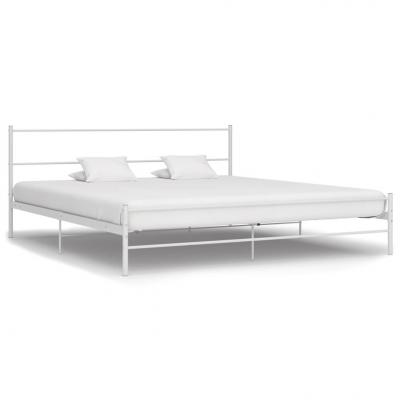 Emaga vidaxl rama łóżka, biała, metalowa, 200 x 200 cm