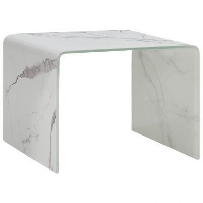 Emaga vidaxl stolik kawowy, biały, marmurkowy, 50x50x45 cm, szkło hartowane