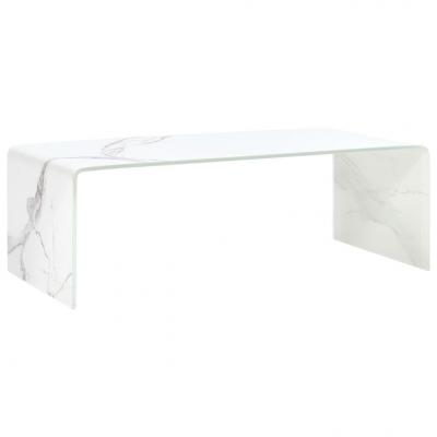 Emaga vidaxl stolik kawowy, biały, marmurkowy, 98x45x31 cm, szkło hartowane