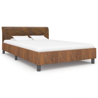 Emaga vidaxl rama łóżka, brązowa, sztuczna skóra zamszowa, 140 x 200 cm