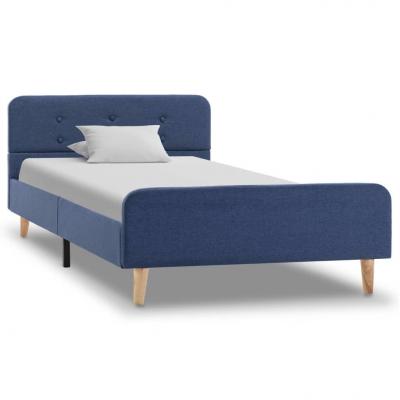 Emaga vidaxl rama łóżka, niebieska, tapicerowana tkaniną, 100 x 200 cm