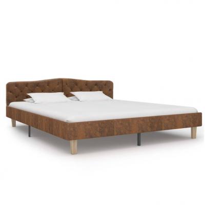 Emaga vidaxl rama łóżka, brązowa, sztuczna skóra zamszowa, 180 x 200 cm