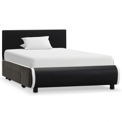 Emaga vidaxl rama łóżka z szufladami, czarna, sztuczna skóra, 100 x 200 cm