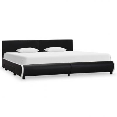 Emaga vidaxl rama łóżka z szufladami, czarna, sztuczna skóra, 180x200 cm