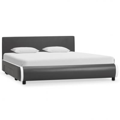 Emaga vidaxl rama łóżka z szufladami, antracyt, sztuczna skóra, 140x200 cm