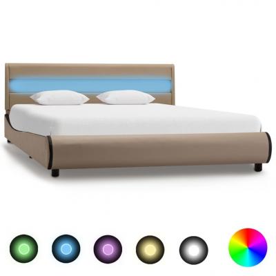 Emaga vidaxl rama łóżka z led, kolor cappuccino, sztuczna skóra, 120x200 cm