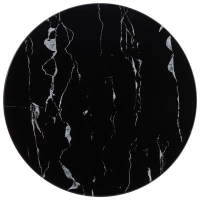 Emaga vidaxl blat stołu, czarny, ø50 cm, szkło z teksturą marmuru