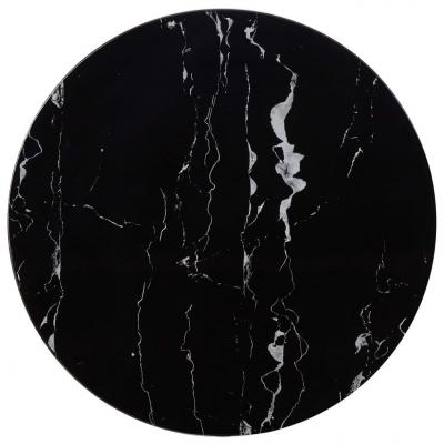 Emaga vidaxl blat stołu, czarny, ø70 cm, szkło z teksturą marmuru