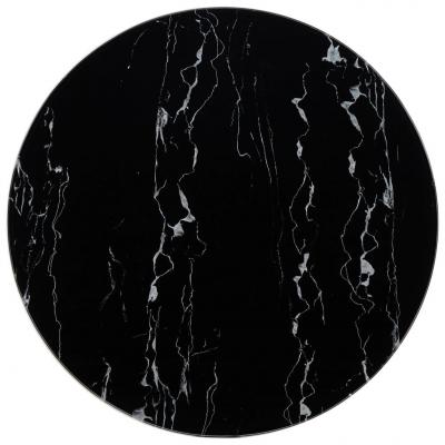 Emaga vidaxl blat stołu, czarny, ø80 cm, szkło z teksturą marmuru