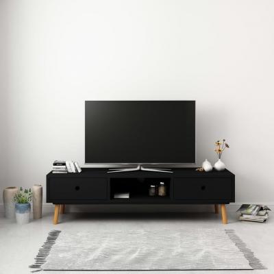 Emaga vidaxl szafka pod tv, czarna, 120 x 35 x 35 cm, lite drewno sosnowe