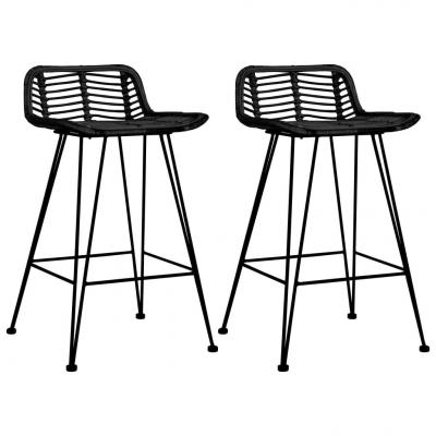 Emaga vidaxl krzesła barowe, 2 szt., czarne, rattanowe