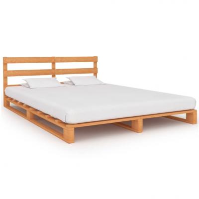 Emaga vidaxl rama łóżka z palet, brązowa, lite drewno sosnowe, 120 x 200 cm