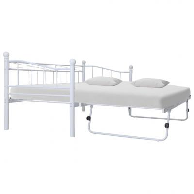 Emaga vidaxl rama łóżka, biała, stalowa, 180x200/90x200 cm