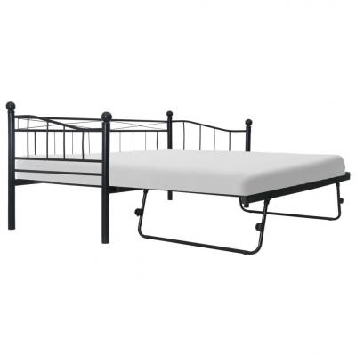 Emaga vidaxl rama łóżka, czarna, stalowa, 180x200/90x200 cm