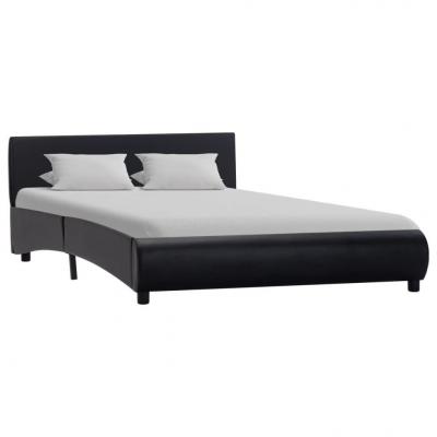 Emaga vidaxl rama łóżka, czarna, sztuczna skóra, 140 x 200 cm