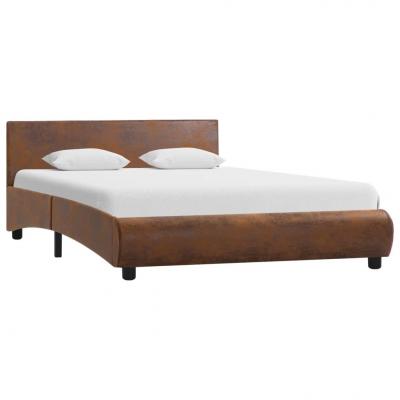 Emaga vidaxl rama łóżka, brązowa, sztuczna skóra, 120 x 200 cm
