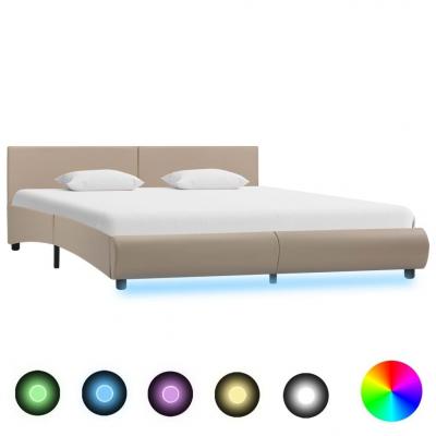 Emaga vidaxl rama łóżka z led, kolor cappuccino, sztuczna skóra, 180x200 cm