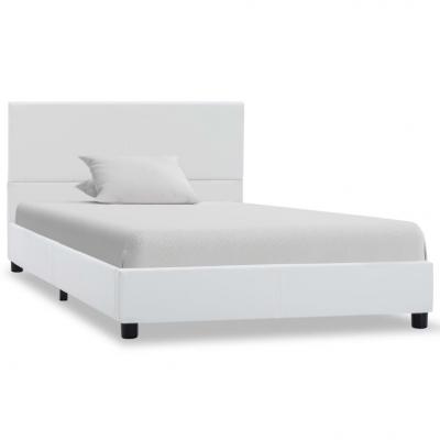 Emaga vidaxl rama łóżka z podnośnikiem, biała, sztuczna skóra, 90 x 200 cm