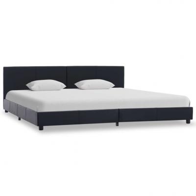 Emaga vidaxl rama łóżka z podnośnikiem, czarna, sztuczna skóra, 160 x 200 cm
