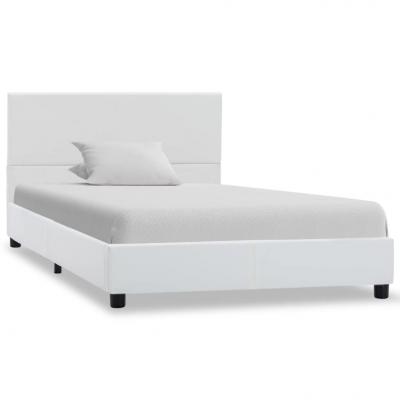 Emaga vidaxl rama łóżka z podnośnikiem, biała, sztuczna skóra, 100 x 200 cm