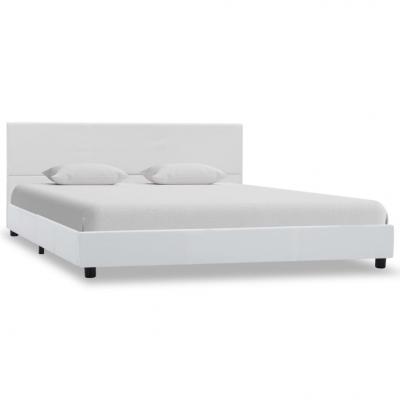 Emaga vidaxl rama łóżka z podnośnikiem, biała, sztuczna skóra, 140 x 200 cm