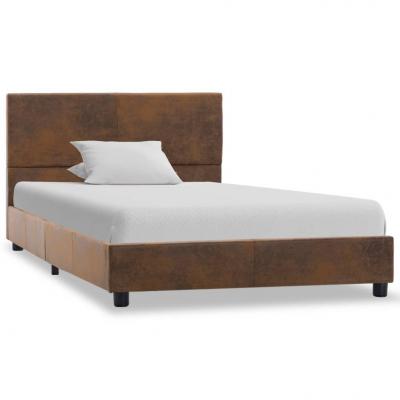 Emaga vidaxl rama łóżka z podnośnikiem, brązowa, tkanina, 100 x 200 cm