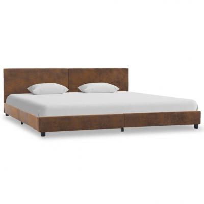 Emaga vidaxl rama łóżka z podnośnikiem, brązowa, tkanina, 160 x 200 cm