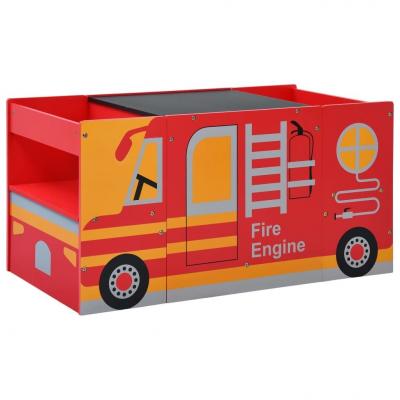 Emaga vidaxl 3-częściowy zestaw mebli dla dzieci, wóz strażacki, drewno