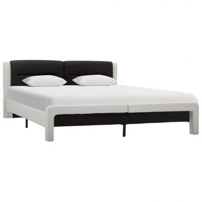 Emaga vidaxl rama łóżka, biało-czarna, sztuczna skóra, 120 x 200 cm