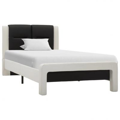 Emaga vidaxl rama łóżka, biało-czarna, sztuczna skóra, 100 x 200 cm