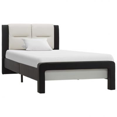 Emaga vidaxl rama łóżka, czarno-biała, sztuczna skóra, 90 x 200 cm