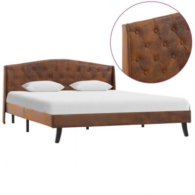Emaga vidaxl rama łóżka, brązowa, sztuczna skóra zamszowa, 140 x 200 cm
