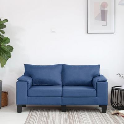 Emaga vidaxl 2-osobowa sofa, niebieska, tapicerowana tkaniną