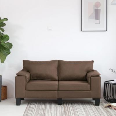 Emaga vidaxl 2-osobowa sofa, brązowa, tapicerowana tkaniną