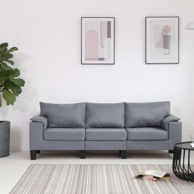 Emaga vidaxl 3-osobowa sofa, jasnoszara, tapicerowana tkaniną