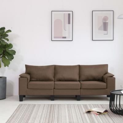 Emaga vidaxl 3-osobowa sofa, brązowa, tapicerowana tkaniną