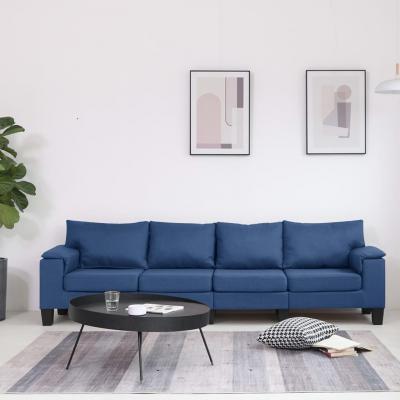 Emaga vidaxl 4-osobowa sofa, niebieska, tapicerowana tkaniną