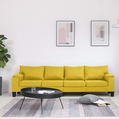 Emaga vidaxl 4-osobowa sofa, żółta, tapicerowana tkaniną