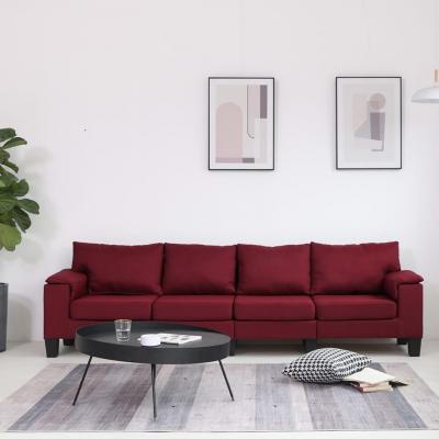 Emaga vidaxl 4-osobowa sofa, kolor czerwonego wina, tapicerowana tkaniną