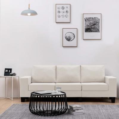 Emaga vidaxl 3-osobowa sofa, kremowa, tapicerowana tkaniną