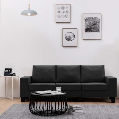 Emaga vidaxl 3-osobowa sofa, czarna, tapicerowana tkaniną