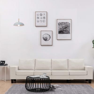 Emaga vidaxl 4-osobowa sofa, kremowa, tapicerowana tkaniną