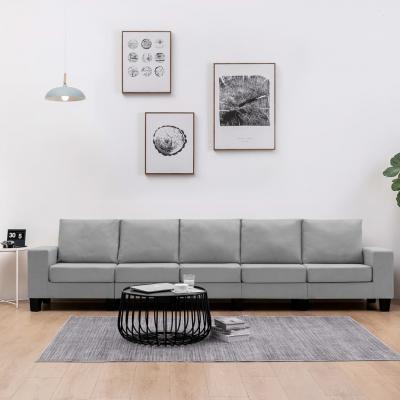 Emaga vidaxl 5-osobowa sofa, jasnoszara, tapicerowana tkaniną