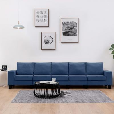 Emaga vidaxl 5-osobowa sofa, niebieska, tapicerowana tkaniną