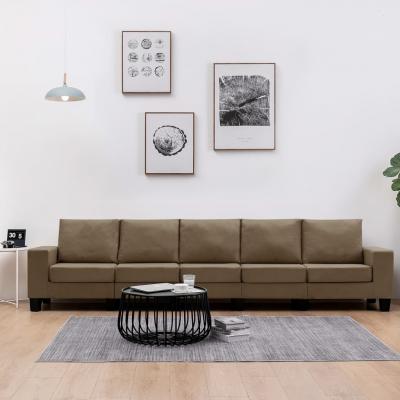Emaga vidaxl 5-osobowa sofa, brązowa, tapicerowana tkaniną