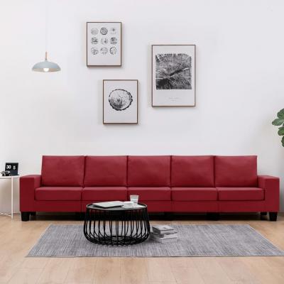 Emaga vidaxl 5-osobowa sofa, kolor czerwonego wina, tapicerowana tkaniną