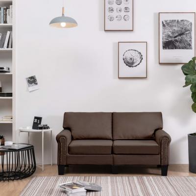 Emaga vidaxl 2-osobowa sofa, brązowa, tapicerowana tkaniną